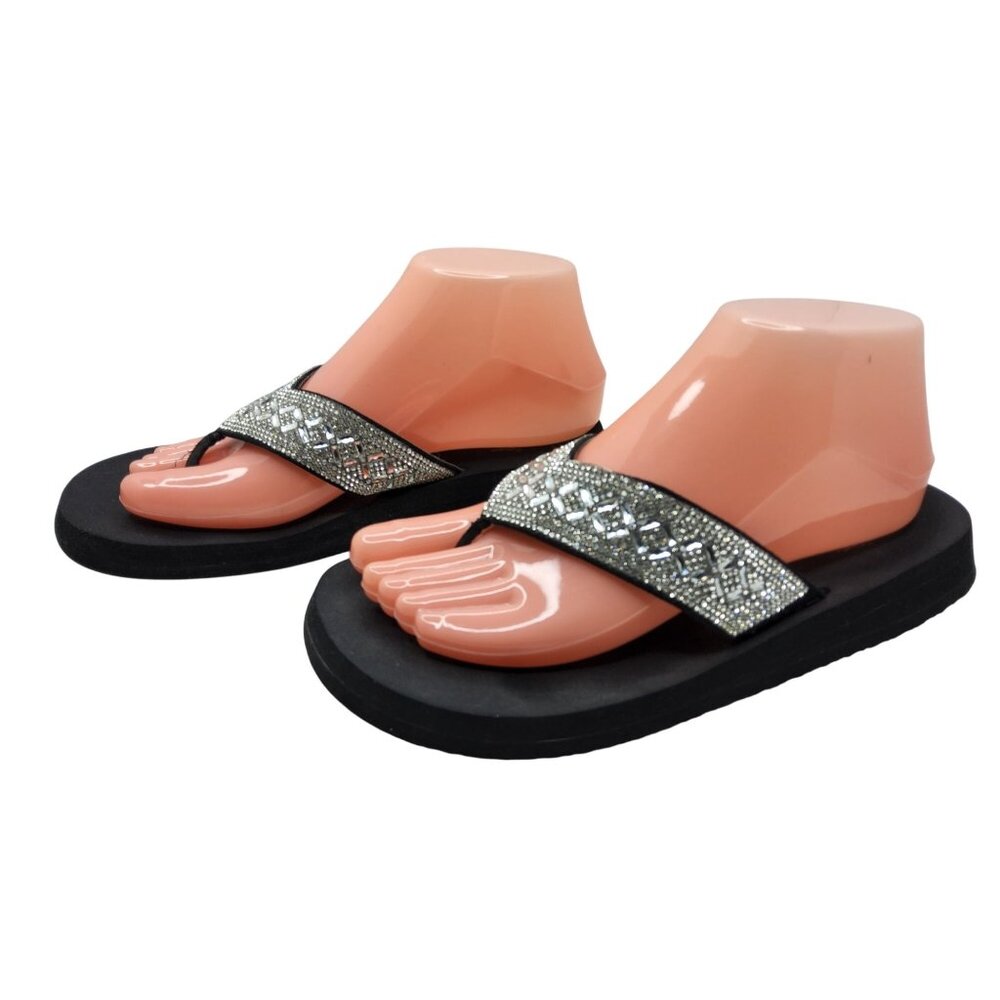 Womens Jelly Pop Silver Sparkle Thong Sandals